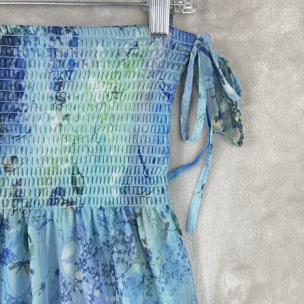 Lapis Fairy Garden Smocked Tiered Floral Midi Skirt Small Y2K Cottagecore Boho - Picture 5 of 16